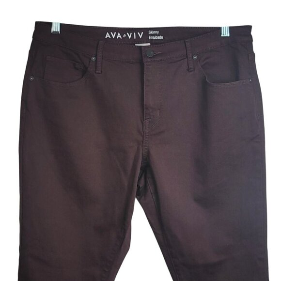 Ava & Viv Skinny Jeans Purple Wine Size 16W Zip Flat Front Hi Rise Power Stretch - Picture 2 of 7